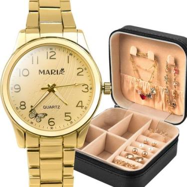 Imagem de Relógio Feminino Analógico Orizom Maria Dourado em Aço Inoxidável com 