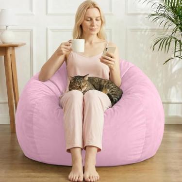 Imagem de AZHCHKE Cadeira de pufe de armazenamento de animais de pelúcia (sem enchimento), cadeira de veludo macia e confortável para adultos, crianças, adolescentes, meninas, cães, gatos, animais de estimação