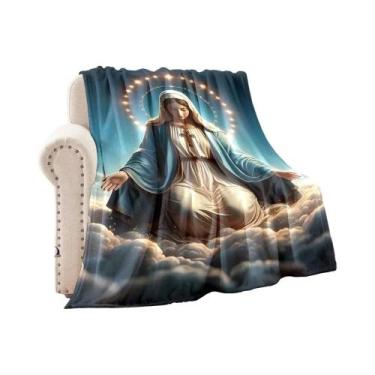 Imagem de Cobertor De Flanela Quente E Confortável Com Imagem Da Virgem Maria Pa