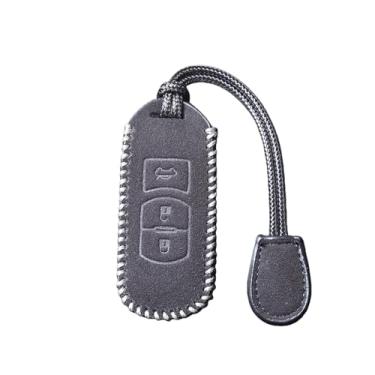 Imagem de Capa de couro para chave de carro compatível com Mazda 2 3 6 Axela Atenza CX-5 CX5 CX-3 CX-7 CX8 CX-9 2016 2017 2018 Smart 2/3 Botões Bolsa automática(YY-FMP-020-3-GREY)