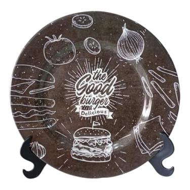 Imagem de Prato decorativo enfeite com suporte artigo casa cozinha decoracao festa mesa posta 21 cm (Burger)