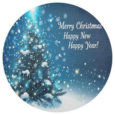 Imagem de xigua Jogo americano redondo para árvore de Natal, conjunto de 1, tapete de mesa redondo antiderrapante resistente ao calor, tapetes de mesa de 48 cm para decoração de cozinha, jantar e festa