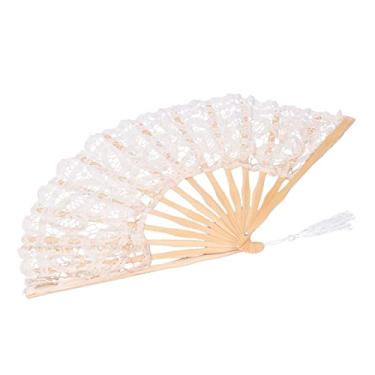 Imagem de Zerodis Ventilador de Mão Dobrável de Renda, Jardinagem para Casa, Decoração de Festivais, Leque para Dança, Cosplay e Casamento, Leque de Mão Dobrável de Renda, Seda de Bambu, Decoração de Casa