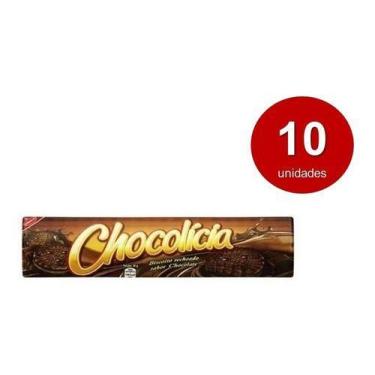 Imagem de Kit C/10 Unidades Biscoito Chocolícia Recheado Chocolate