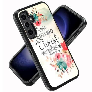Imagem de ZXHSBROK Capa para celular Samsung Galaxy S25, grau militar, resistente, 3 camadas, à prova de choque, capa protetora contra quedas para Samsung Galaxy S25 5G 6,2 polegadas, citação cristã, versículo