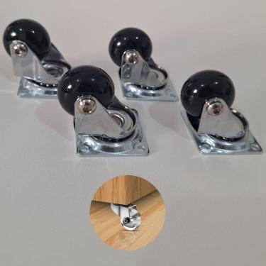 Imagem de Rodízio de Silicone Fumê Giratório S/ Trava 35mm Hardt 4 Unidades