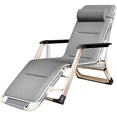 Imagem de ONDHGFBGB Espreguiçadeira/cadeiras dobráveis, cadeira de cama ajustável com descanso traseiro, espreguiçadeira de acampamento para escritório ou pátio externo em cinza, espreguiçadeira