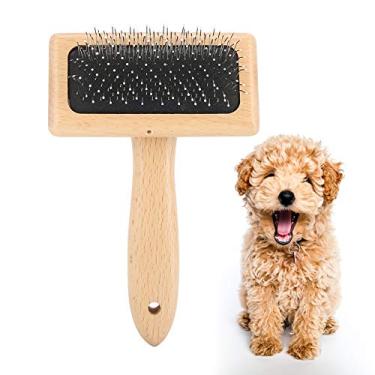 Imagem de Ainoli Pet Wood Brush Grooming Pente Profissional Escova Removedora de Pêlos para Gatos Fofos Cães (trompete de cabeça quadrada)