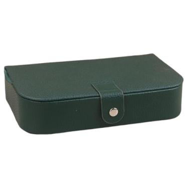 Imagem de Baoblaze Estojo para Joias, Caixa de Viagem Multifuncional, Organizador Compacto em Couro PU para Mulheres e Meninas, Ideal para Colares, Brincos e Anéis, Verde