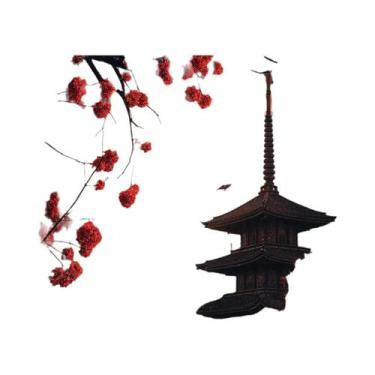 Imagem de Pintura Em Tela De Guerreiro Samurai Da Lua Vermelha, Paisagem Japones