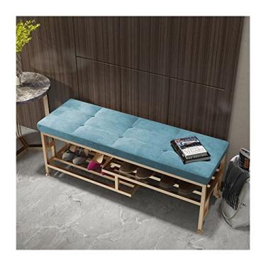 Imagem de Organizador de sapatos, banco de entrada de sapatos, banco de metal com almofada acolchoada, organizador de sapatos de 2 níveis, prateleira de armazenamento para entrada, corredor, banheiro, sala de