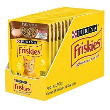 Imagem de Ração úmida Friskies Sabores Variados para Gatos 15x85 g, Peru ao Molh