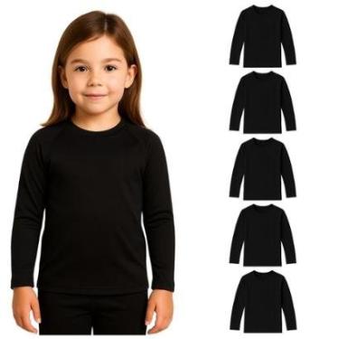 Imagem de Kit 5 Camisetas Manga Longa Infantil Menina Proteção Solar-Feminino