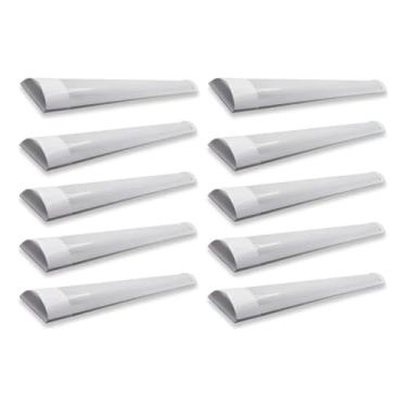 Imagem de Kit 10 Luminárias Calha LED 36W Sobrepor Slim 1 Metro Branco Frio 6000K Bivolt para Comércio e Residência