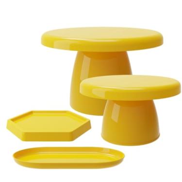 Imagem de Kit Festa com 1 Boleira Popi 18x11, 1 Mini cake 8x13, 1 Bandeja sextavada 16 e 1 Bandeja Popi 22(AM - AMARELO)