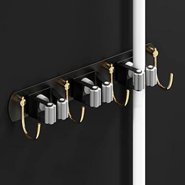 Imagem de HHHJQFAAT Toalheiro de alta qualidade em ouro preto, prateleira dobrável de banheiro, barra de toalha, suporte de papel higiênico, ganchos de roupão, kit de acessórios de banheiro banheiro (cor