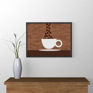 Imagem de Quadro Decorativo Xícara De Café Com Grãos 34X23Cm Moldura Branca