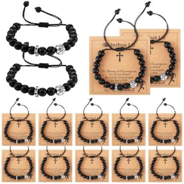 Imagem de Hinly Conjunto de 12 pulseiras de beisebol de futebol e basquete, pulseiras esportivas ajustáveis com cartão inspirador para fãs de equipe, presentes de aniversário, dia de jogo, lembrancinha de festa