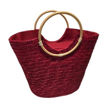 Imagem de Bolsa Grande Alça Madeira Artesanal Cor:vinho