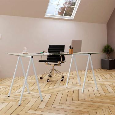 Imagem de Mesa De Escritório Escrivaninha Cavalete Itaim Branco