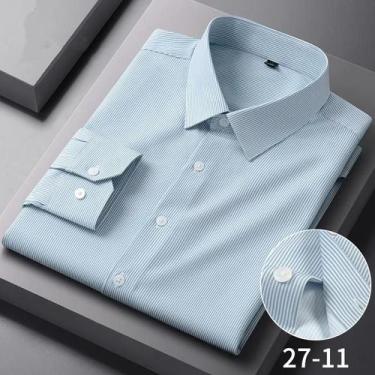 Imagem de Camisa Masculina De Manga Longa Xadrez E Listrada Macia, Sem Necessida