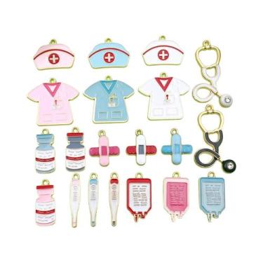 Imagem de Pingentes De Equipamentos Médicos (Touca De Enfermeira, Estetoscópio, 