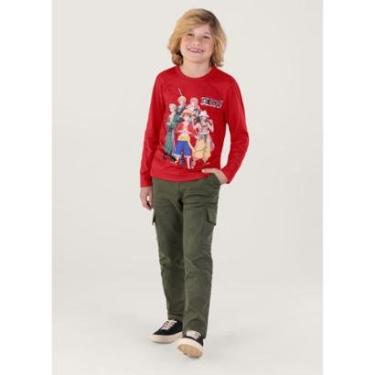 Imagem de Camiseta Unissex One Piece Infantil Brandili Vermelho-Masculino