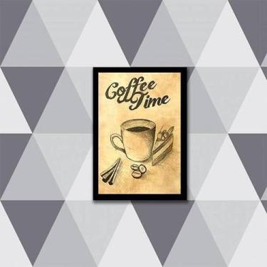 Imagem de Quadro Coffee Time 33X24Cm - Com Vidro Moldura Preta - Quadros On-Line