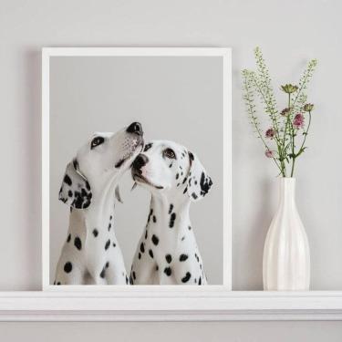 Imagem de Quadro Decorativo Casal De Dálmatas 24X18Cm - Com Vidro