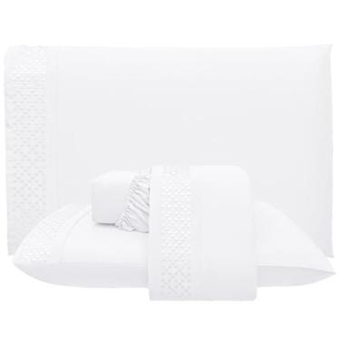 Imagem de Jogo De Lençol Queen Quadratto 300 Fios 4 Peças Branco - Casa Modelo E