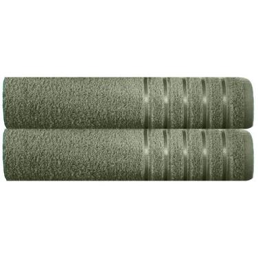 Imagem de Kit 2 Toalhas Banhão 100% Algodão 90X150 cm Teka Comfort, Verde Musgo