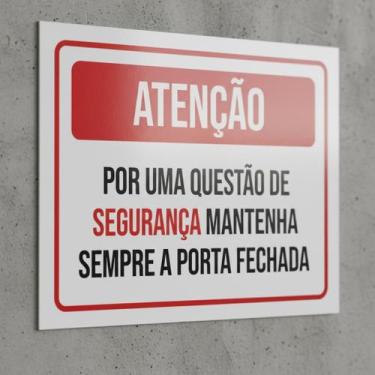 Imagem de Placa Acm Questão Segurança Porta Fechada 18X23 - Sinalizo