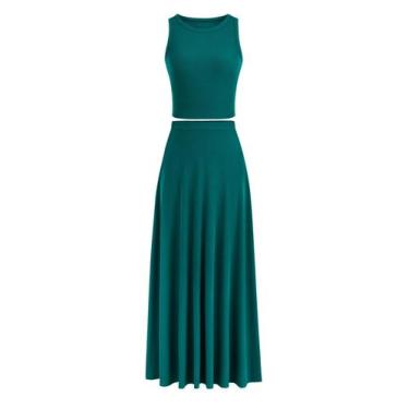 Imagem de Conjunto de Saia Longa em Dois Peças PRETTYGARDEN Top Cropped Regata M