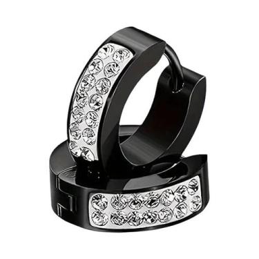 Imagem de Brincos De Argola Unissex Em Aço Inoxidável Com Zircônia Cúbica Estilo