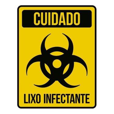 Imagem de Kit 10 Placa Acm Cuidado Lixo Infectante Amarela 18X23 - Sinalizo