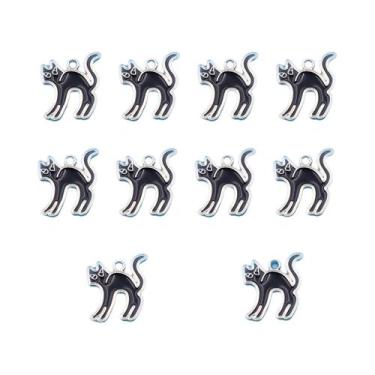 Imagem de Pingentes De Gato Com Faca Preta De Halloween, 10 Peças, De Liga Esmal