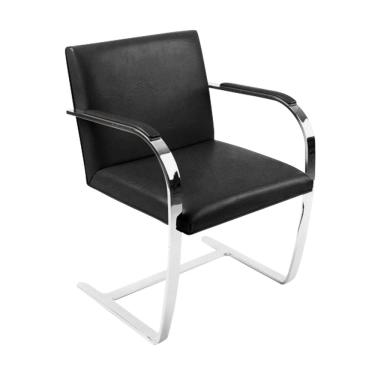 Imagem de Cadeira Brno Couro Natural Preto Barra Chata Cromada