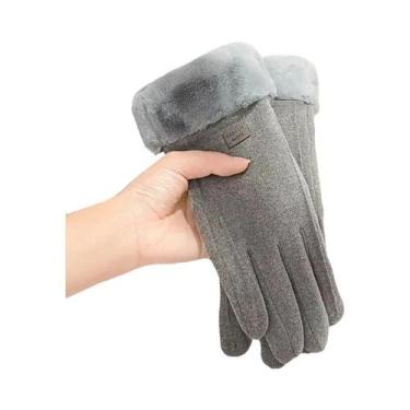 Imagem de Luvas Femininas De Inverno Grossas E Quentes De Pelúcia Com Toque De C