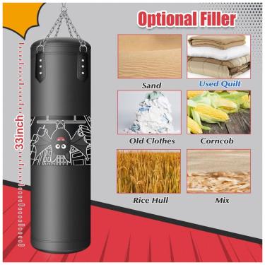 Imagem de Saco de pancadas infantil YORWHIN 84cm pendurado preto em oxford e couro PU com luvas infantis 170g