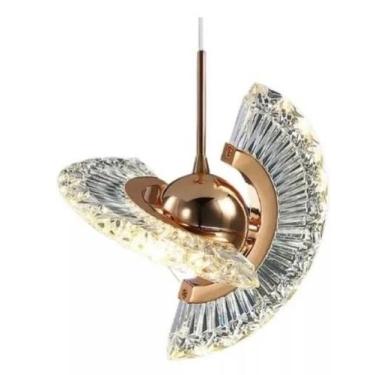 Imagem de Luminária Pendente Disco Voador Dourado Luxo Cristal 5W BQ - AVANT, Bi