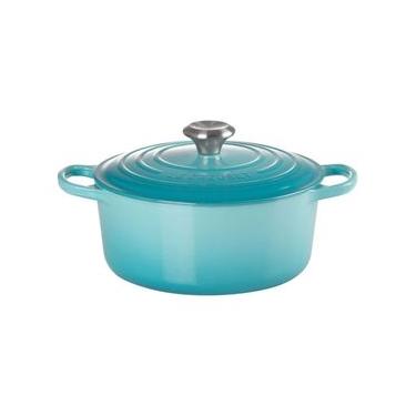 Imagem de PANELA REDONDA LE CREUSET 20CM SIGNATURE FERRO ESMALTADO AZUL CARIBE