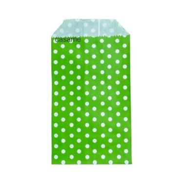 Imagem de Sacolas De Papel Kraft Brancas Com Bolinhas 8x15cm 50pcs Para Casament