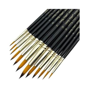 Imagem de Conjunto De 12 Pincéis Profissionais De Nylon Para Pintura Acrílica E 