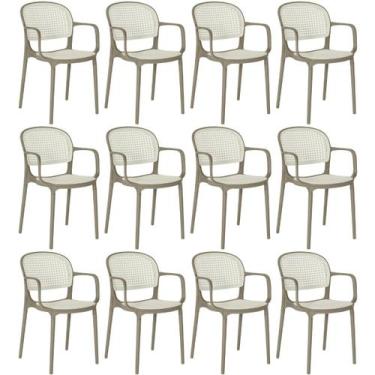 Imagem de Kit 12 Cadeiras de Jantar Roma Prática com Braços para Sala e Cozinha 