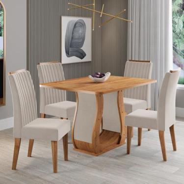 Imagem de Conjunto Sala de Jantar 120x80,3cm Tampo sem Vidro com 4 Cadeiras Insp