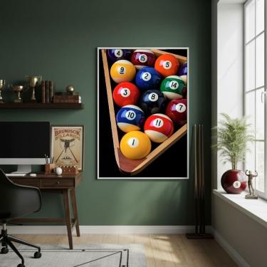 Imagem de Quadro Decorativo Foto Bolas De Sinuca-70x50cm Mold Branca