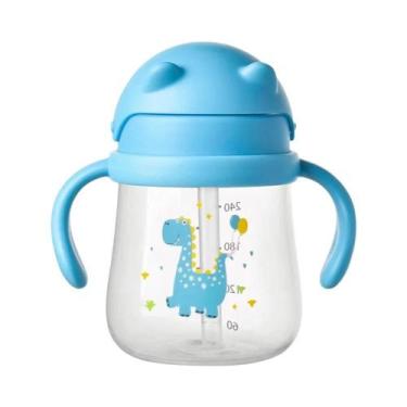 Imagem de Copo de Treinamento Infantil Portátil de 270ML com Canudo e Alça Dupla