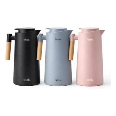 Imagem de Garrafa Térmica Café 1 Litro Amsterdã Nórdica Cabo Madeira Mesa Posta 