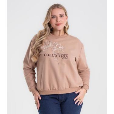 Imagem de Blusão Feminino Moletom Plus Size Secret Glam Marrom, Plus G4, Marrom