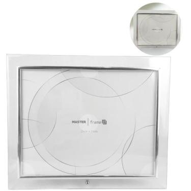 Imagem de Porta Retrato 25x20 Dourado Prateado Horizontal Vidro Grande - Rio Mas